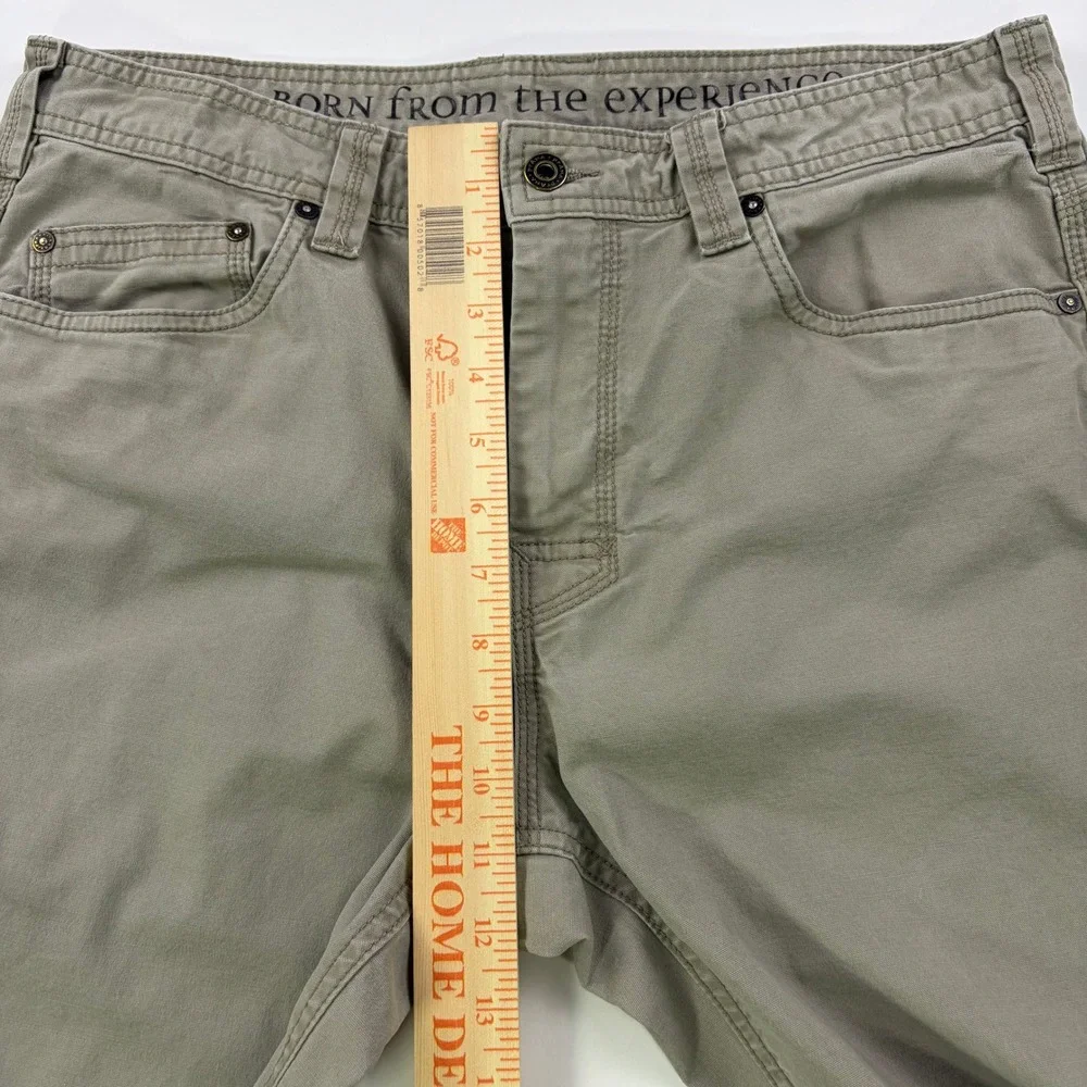 Prana Bronson Pants Mens 34x32 Khaki Tan Organic Cotton Straight Outdoor Hiking